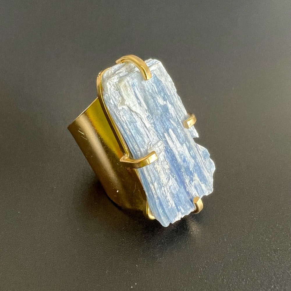 Kyanite Crystal Cuff Ring - Adjustable
